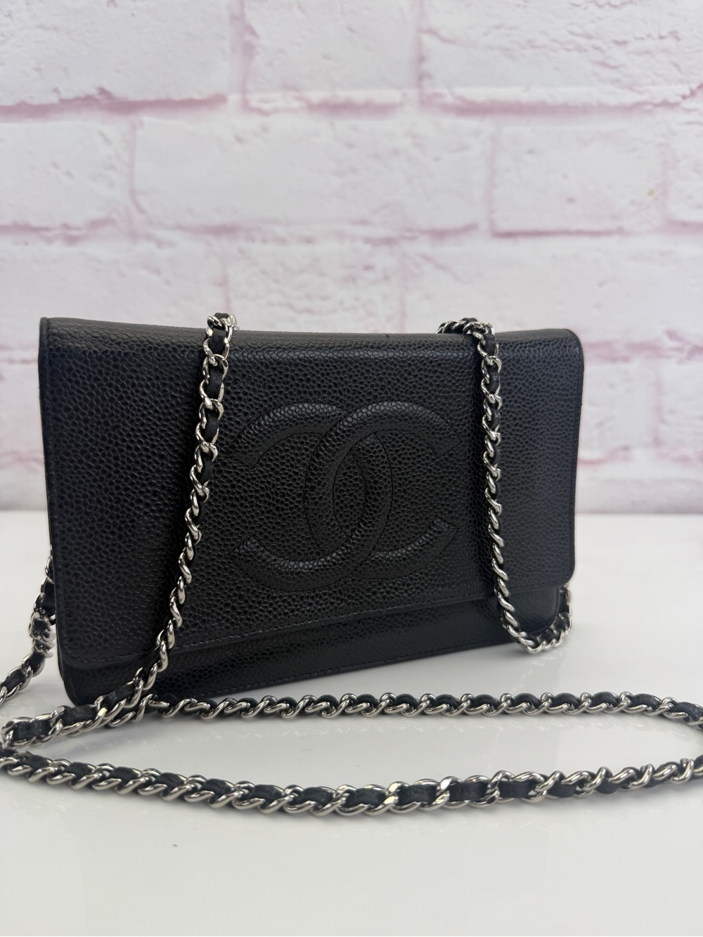 Chanel Caviar Timeless CC Wallet on Chain WOC Black